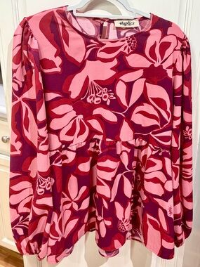 Haptics Pink Floral Long-Sleeve Blouse